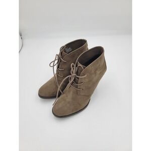 MIA Shawna Ladies Size 8 Brown Lace Up Ankle Boots w/heel Faux Suede Fabric